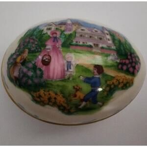 Lenox Porcelain Easter Trinket Ring Box Easter Egg Hunt 1986 Vintage
